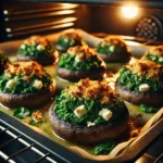 PORTOBELLO MUSHROOMS STUFFED WITH SPINACH AND FETA CHEESE