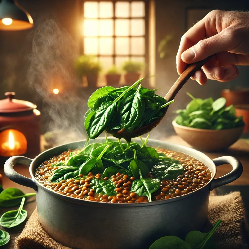 A BOWL OF HEARTY LENTIL AND VEGETABLE SOUP